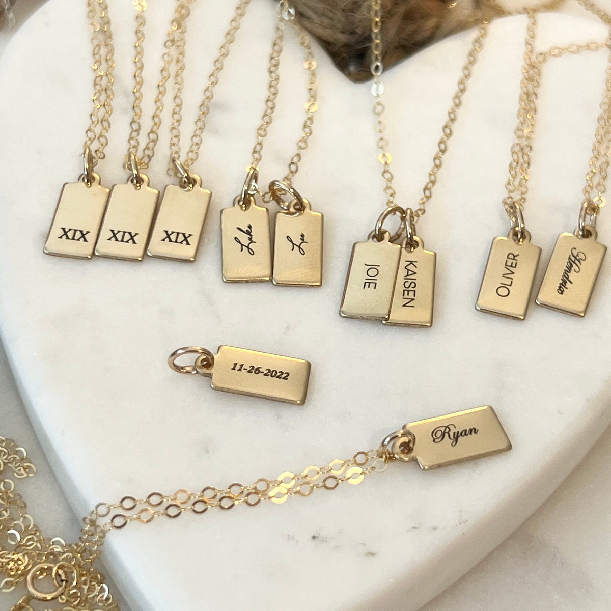 Gold Filled Personalized Mini Dog Tag Necklace