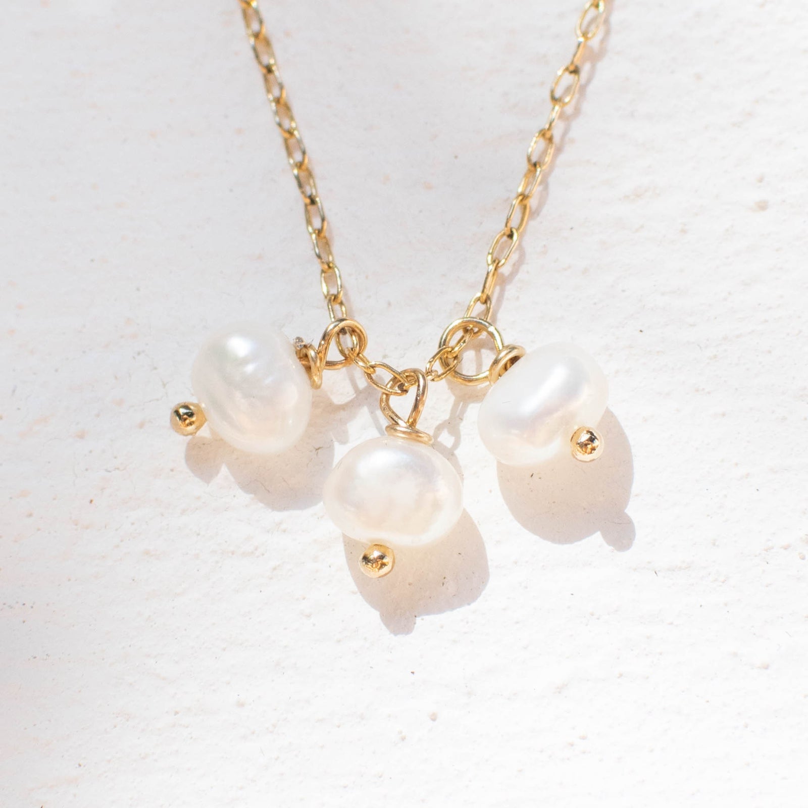 Mini Pearls Necklace on 14k Gold Filled Chain or 925 Sterling Silver Chain • Layering Necklace