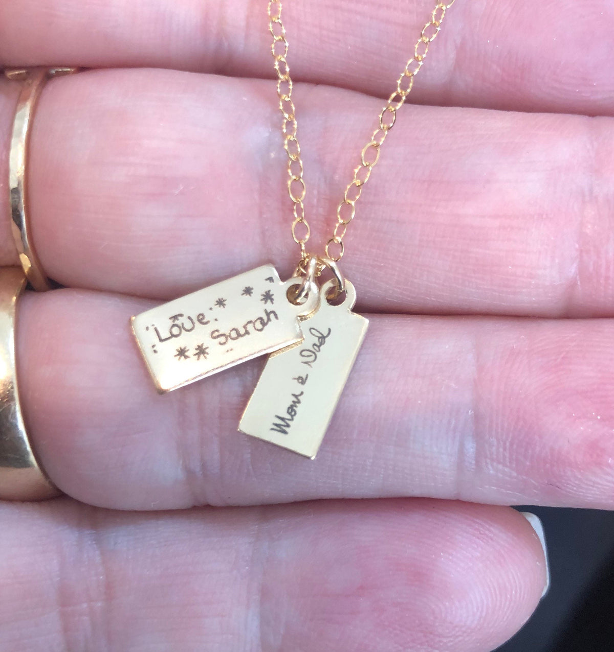 Personalized Handwritten Tag Necklace • Your Handwritting Custom Tag Necklace • 14k Gold Filled Tag Necklace Chain • Personalized Gifts