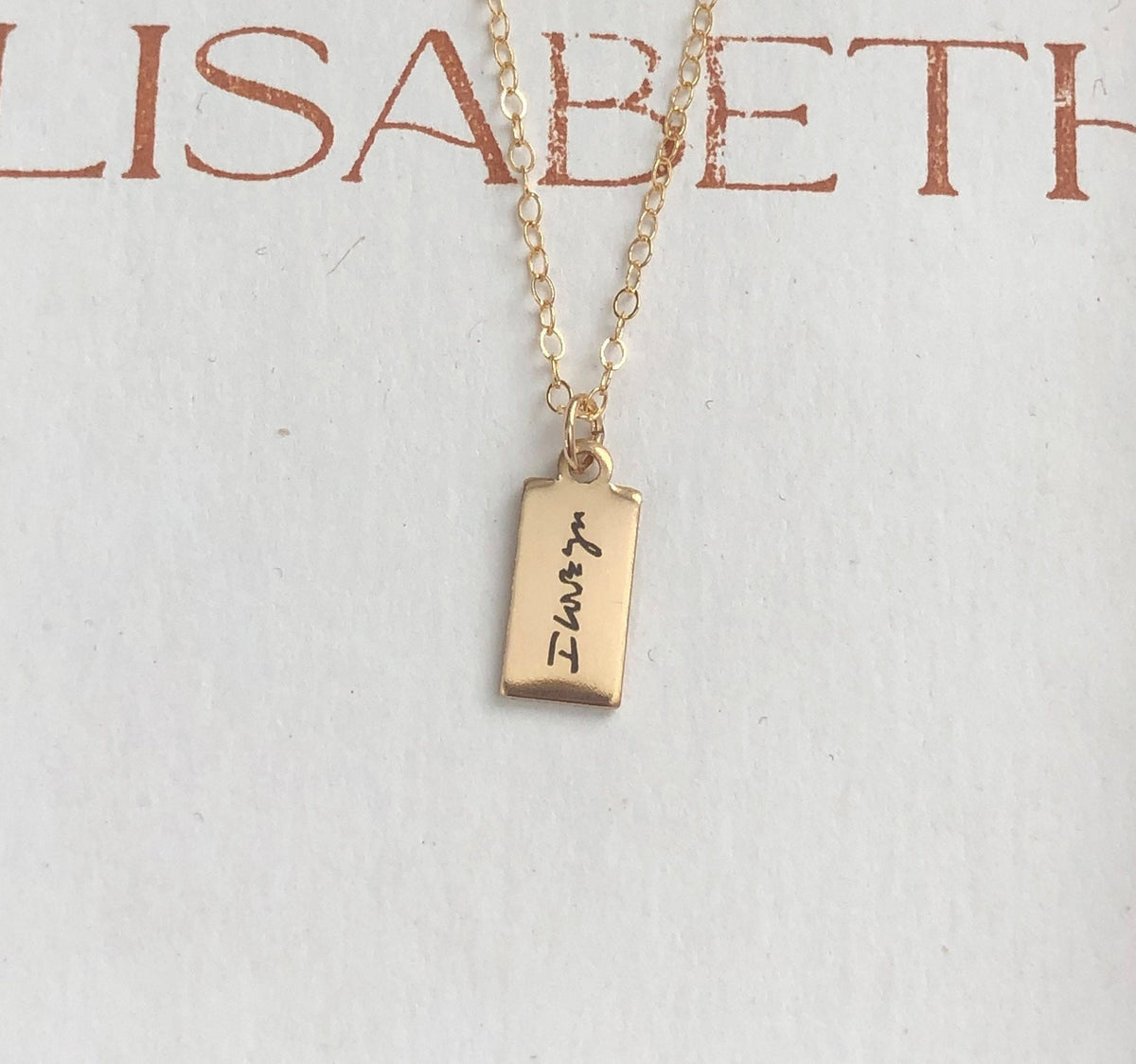 Personalized Handwritten Tag Necklace • Your Handwritting Custom Tag Necklace • 14k Gold Filled Tag Necklace Chain • Personalized Gifts