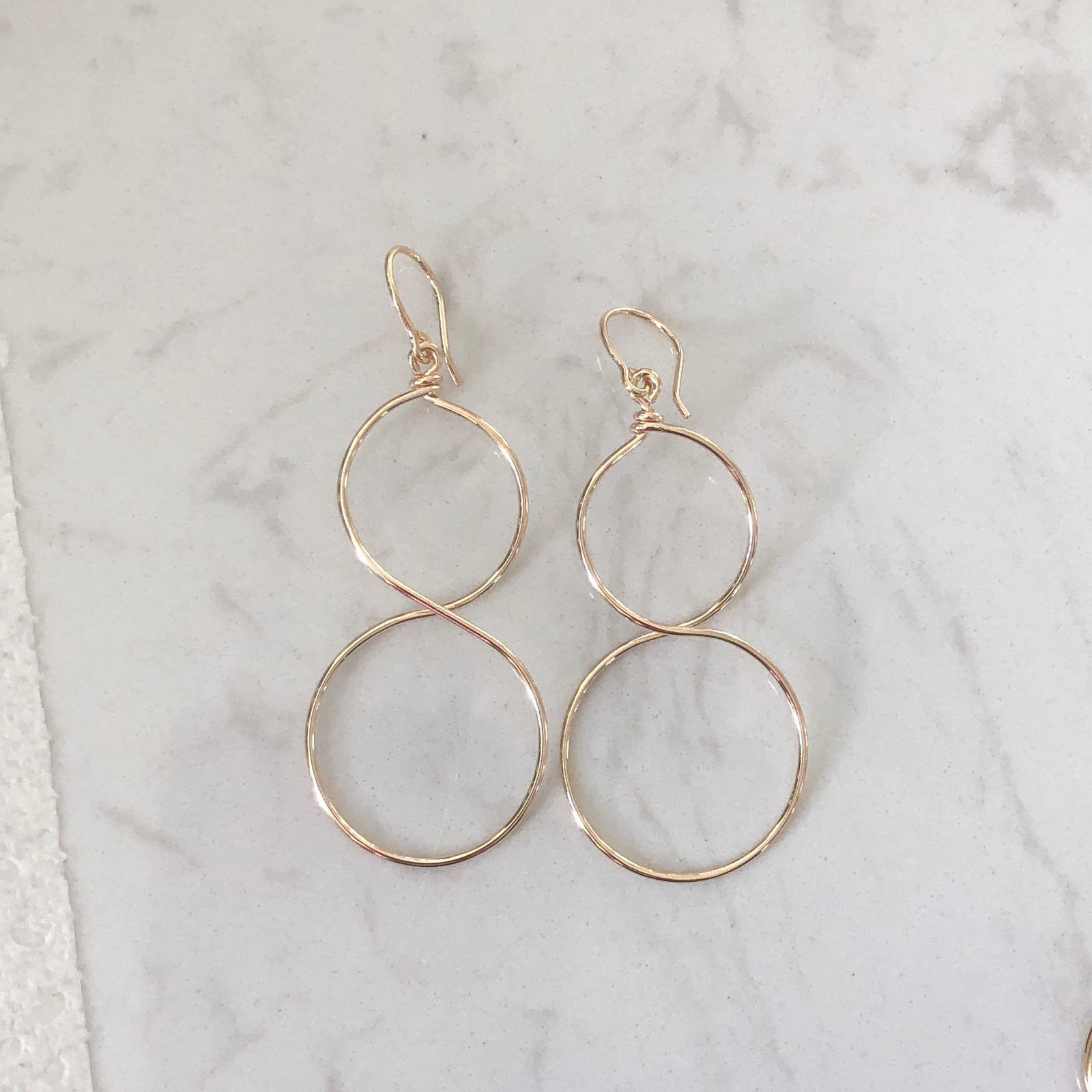 Infinity Earrings Handmade • Gold Hoop Earrings • 14K Gold Filled • Figure 8 Earrings • Endless Loop Earrings