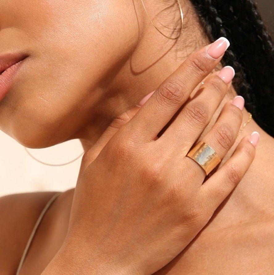 Large Cigar Band Ring • 13mm Wide Adjustable Band