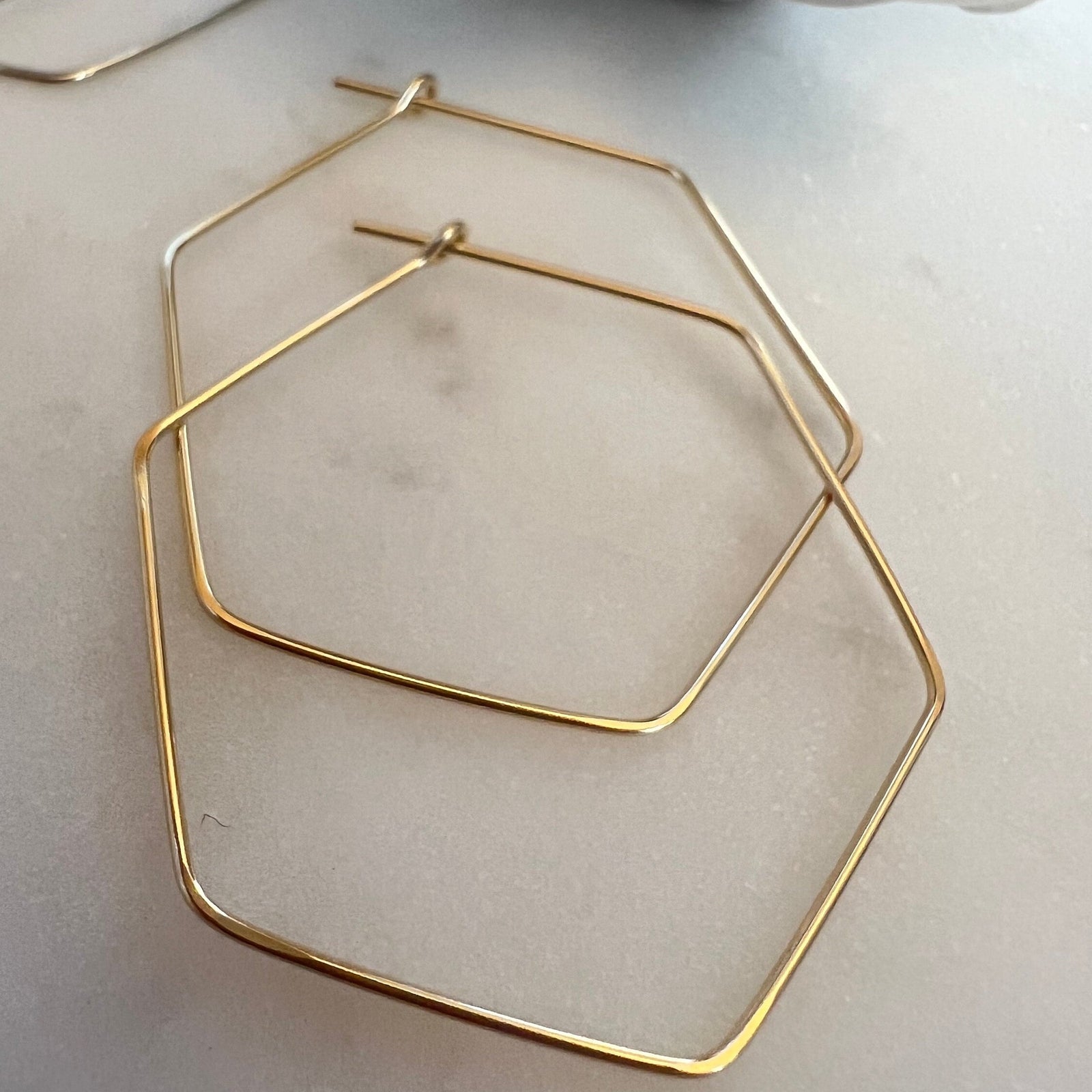 14K Gold Filled or Sterling Silver Thin Lightweight Hexagon Hoops
