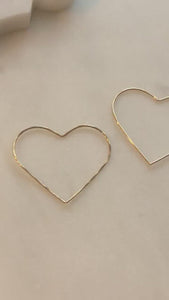14K Gold Filled Heart Hoop Threader Earrings