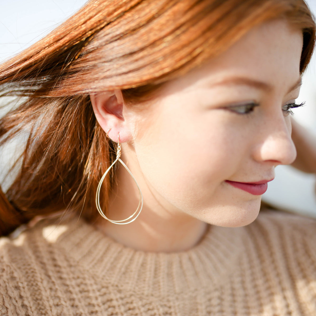 Double Teardrop Hoop Earrings