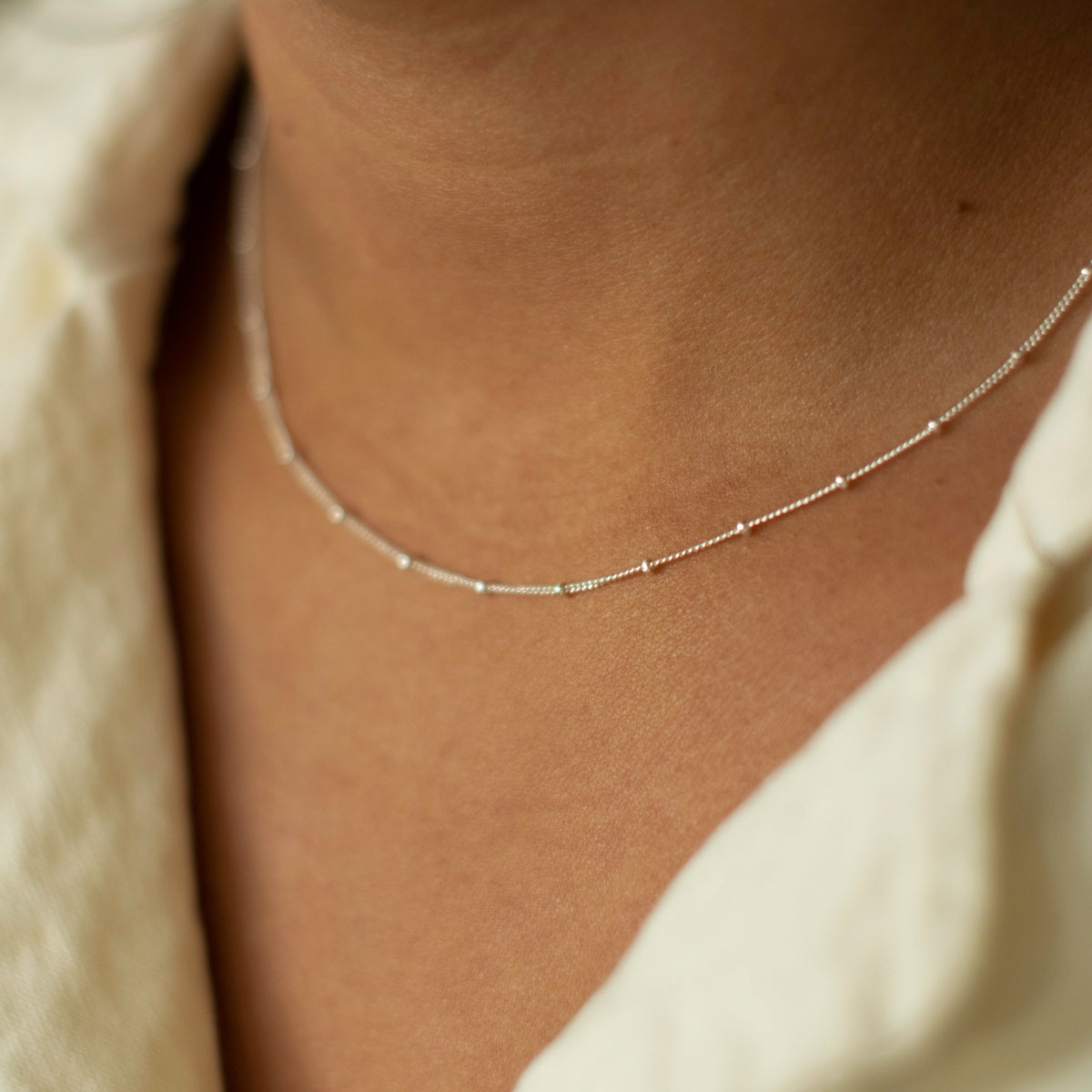 925 Sterling Silver Satellite Layering Necklace
