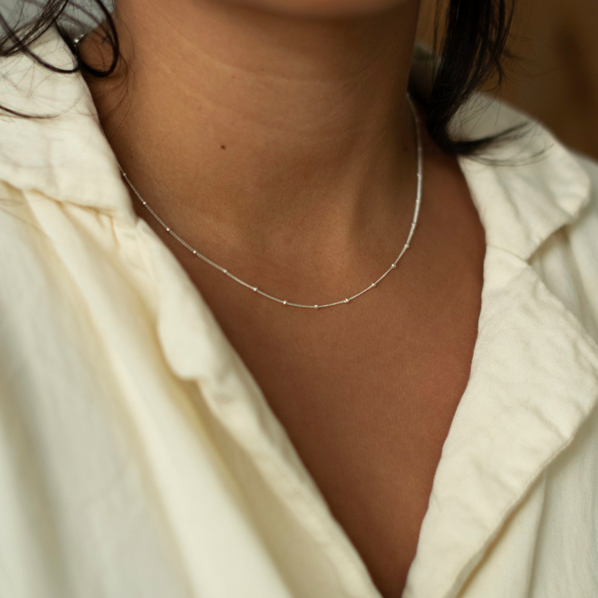 Dotted Gold Chain Necklace Layering Gold Necklace Minimalist 