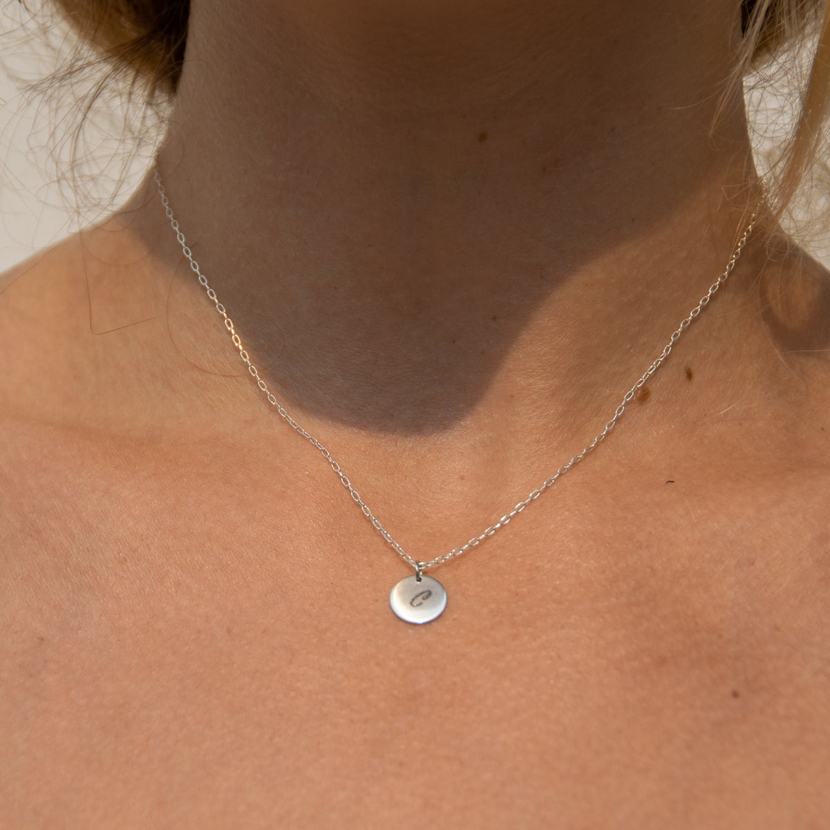 925 Sterling Silver Tiny Circle Disc Necklace
