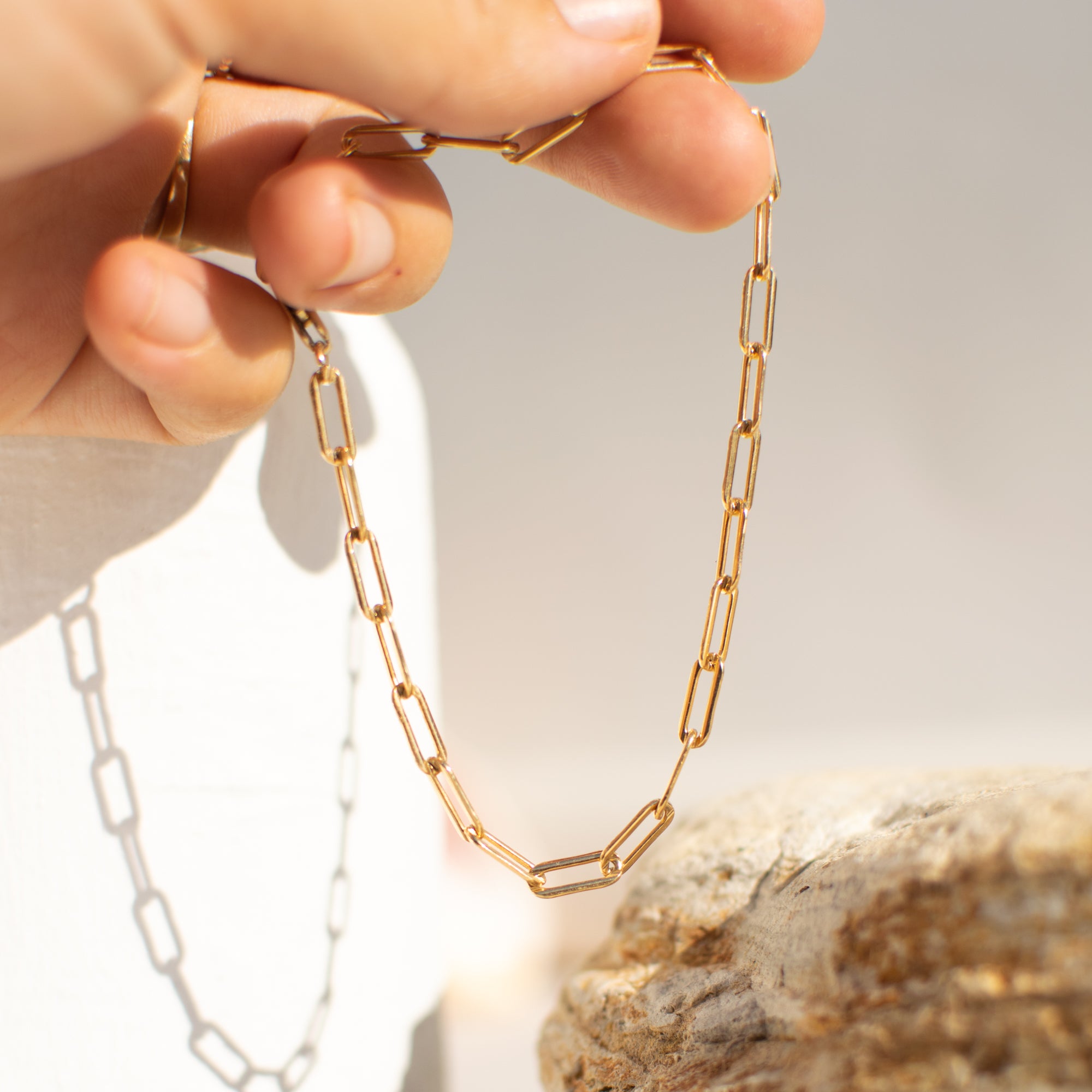 Large Paperclip Chain Necklace - Rose Gold Vermeil